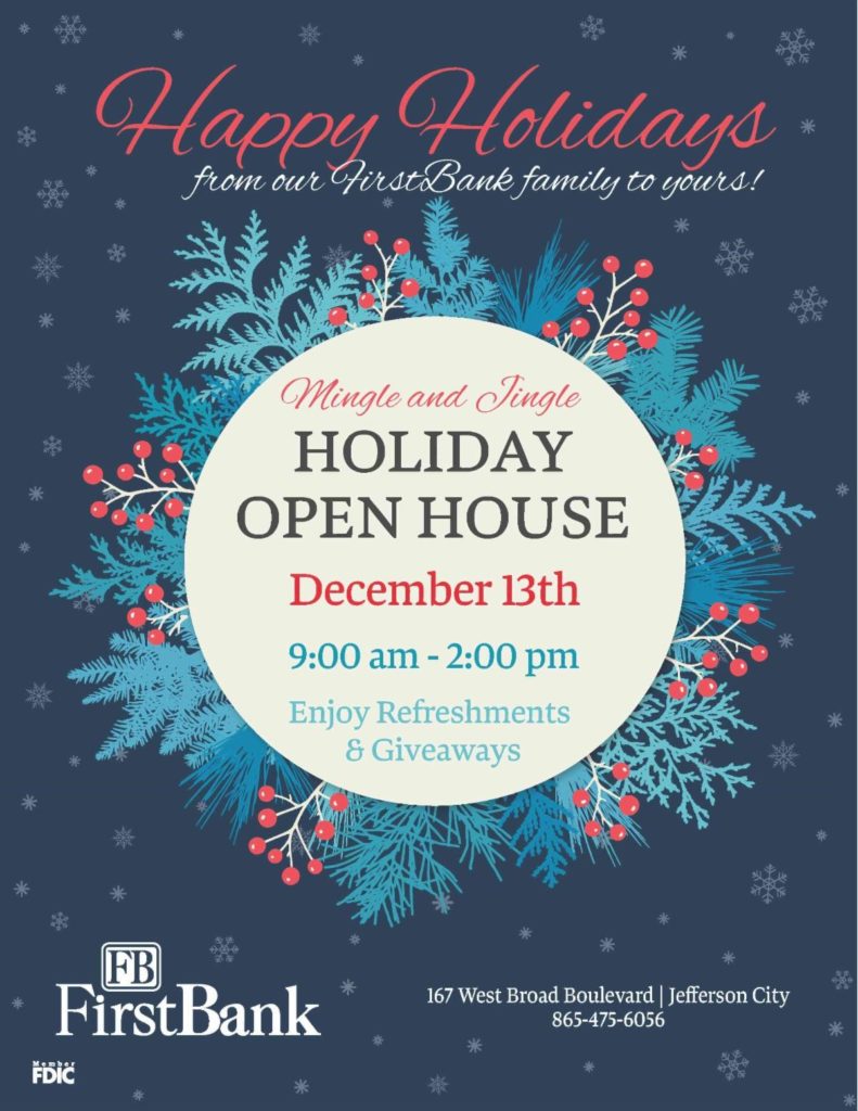 First Bank Mingle and Jingle Holiday Open House flyer 