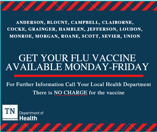 graphic from the TN dept of health on free flu vaccinations